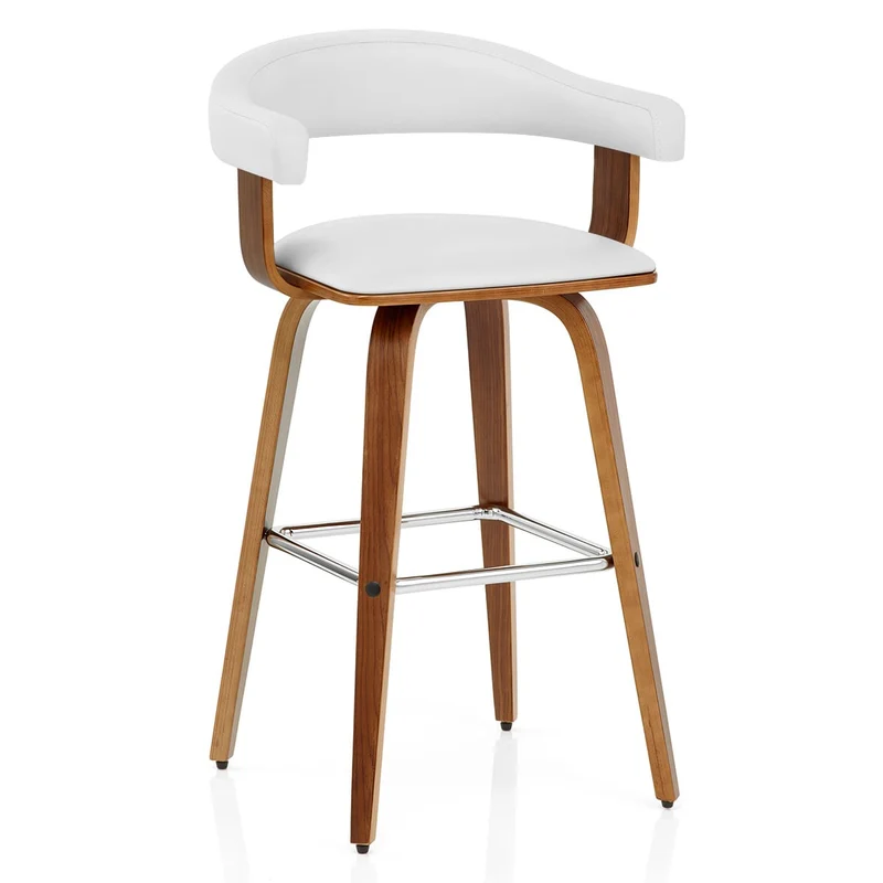 Chaise de Bar Faux Cuir Bois - Ontario Blanc