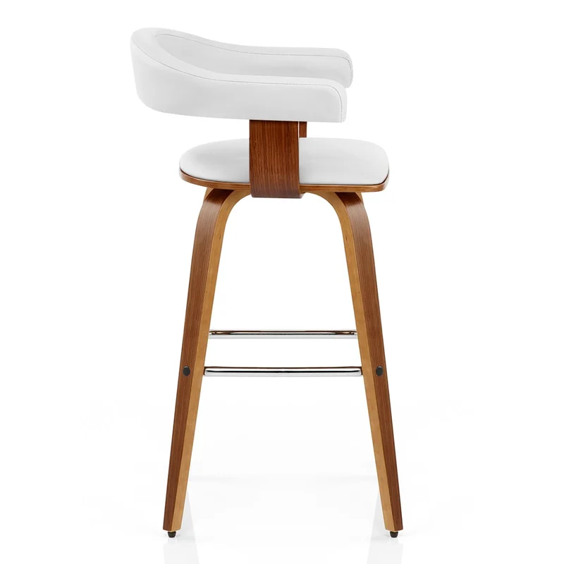 Chaise de Bar Faux Cuir Bois - Ontario Blanc