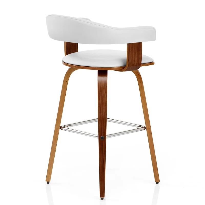 Chaise de Bar Faux Cuir Bois - Ontario Blanc
