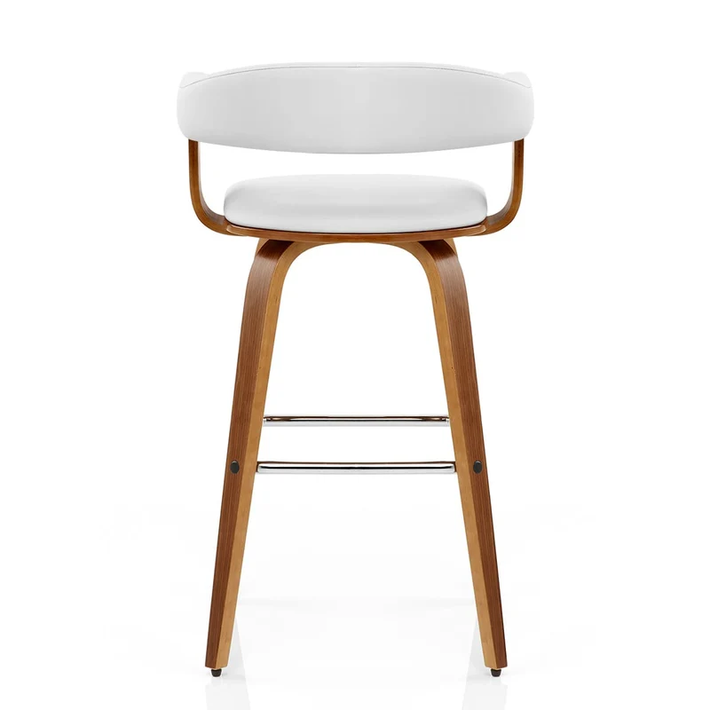 Chaise de Bar Faux Cuir Bois - Ontario Blanc