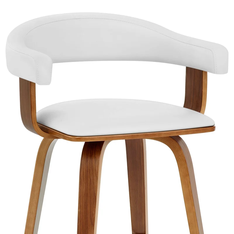 Chaise de Bar Faux Cuir Bois - Ontario Blanc