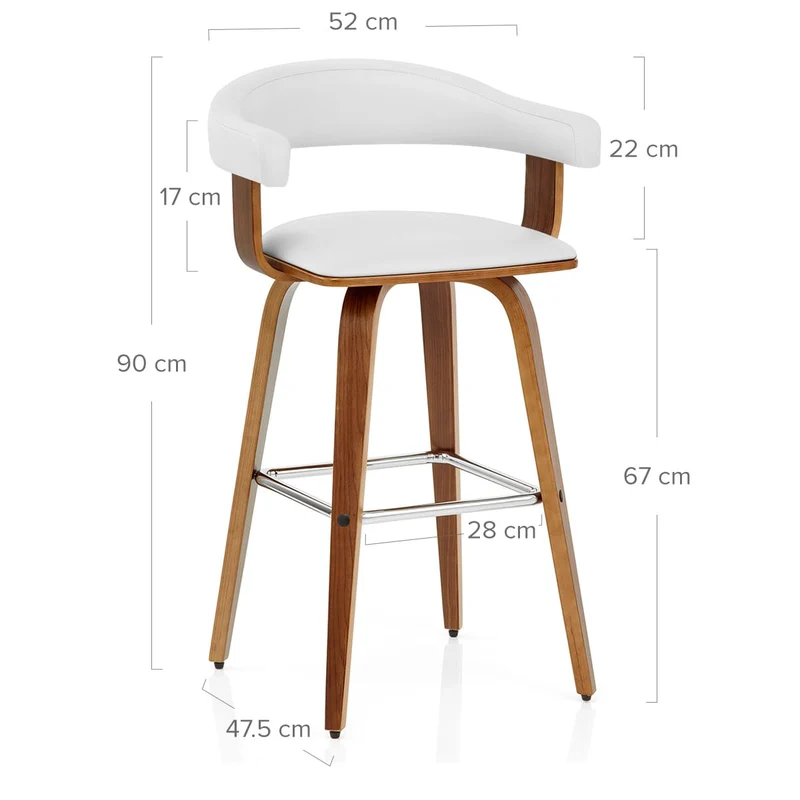 Chaise de Bar Faux Cuir Bois - Ontario Blanc