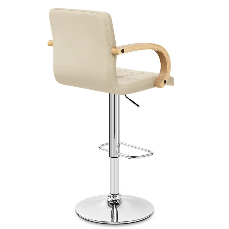 Chaise de Bar Faux Cuir Chrome - Burton Crème