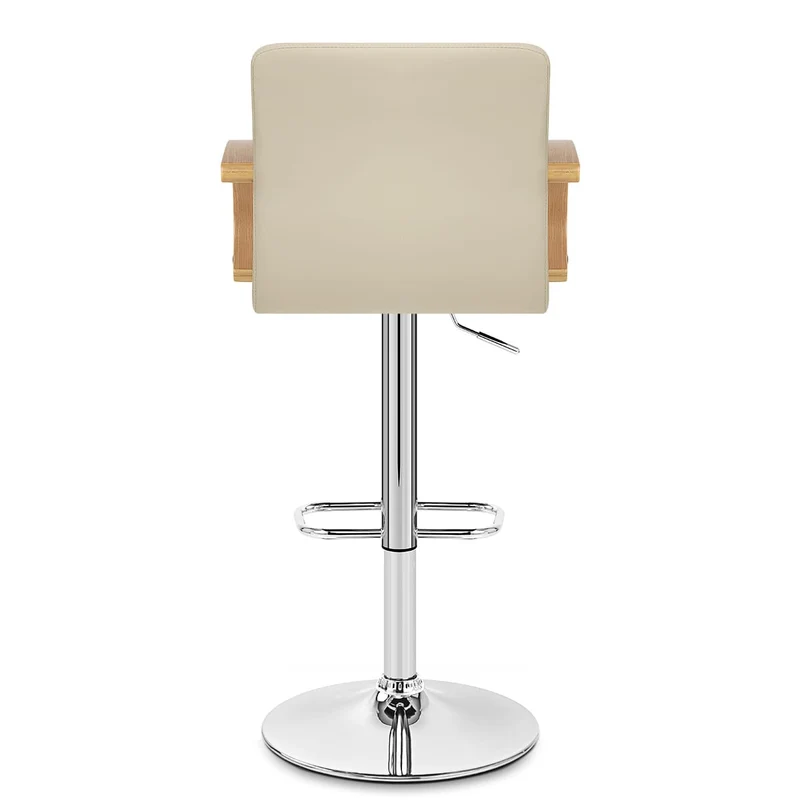 Chaise de Bar Faux Cuir Chrome - Burton Crème