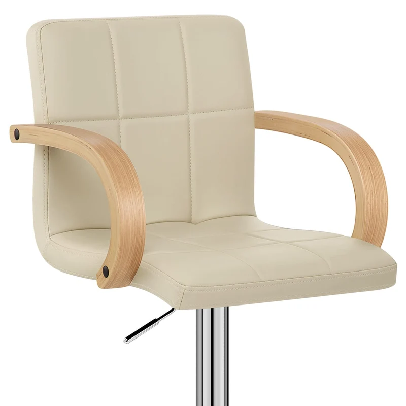 Chaise de Bar Faux Cuir Chrome - Burton Crème