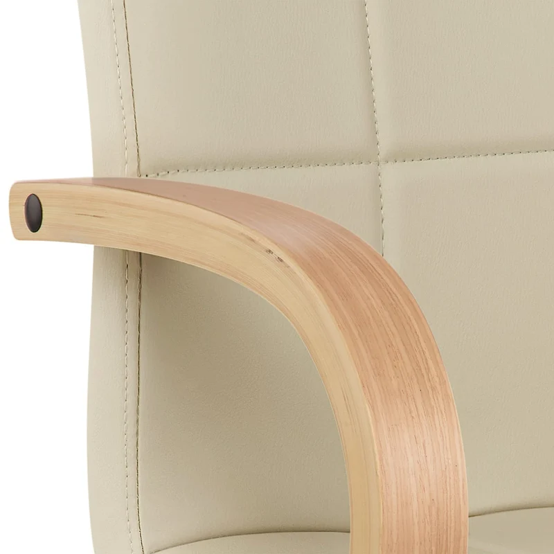 Chaise de Bar Faux Cuir Chrome - Burton Crème