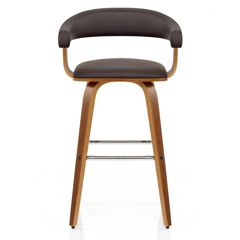 Chaise de Bar Faux Cuir Bois - Ontario Marron