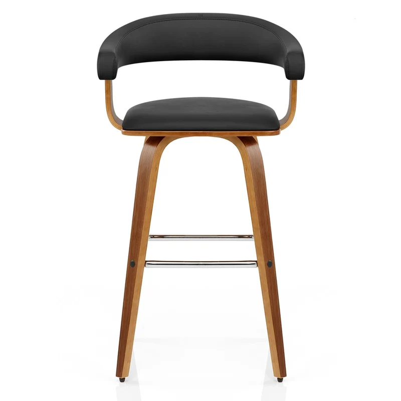 Chaise de Bar Faux Cuir Bois - Ontario Noir