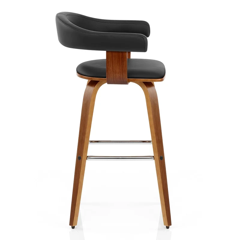Chaise de Bar Faux Cuir Bois - Ontario Noir
