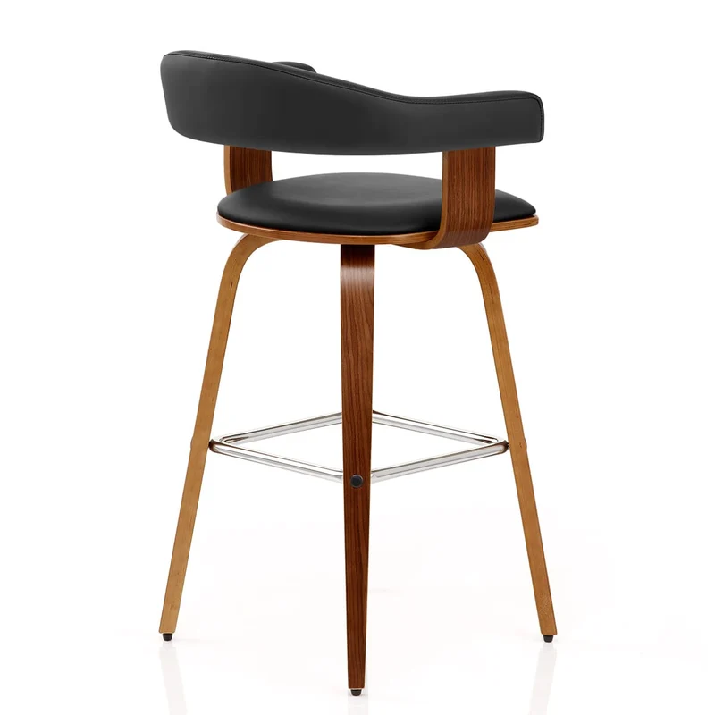 Chaise de Bar Faux Cuir Bois - Ontario Noir