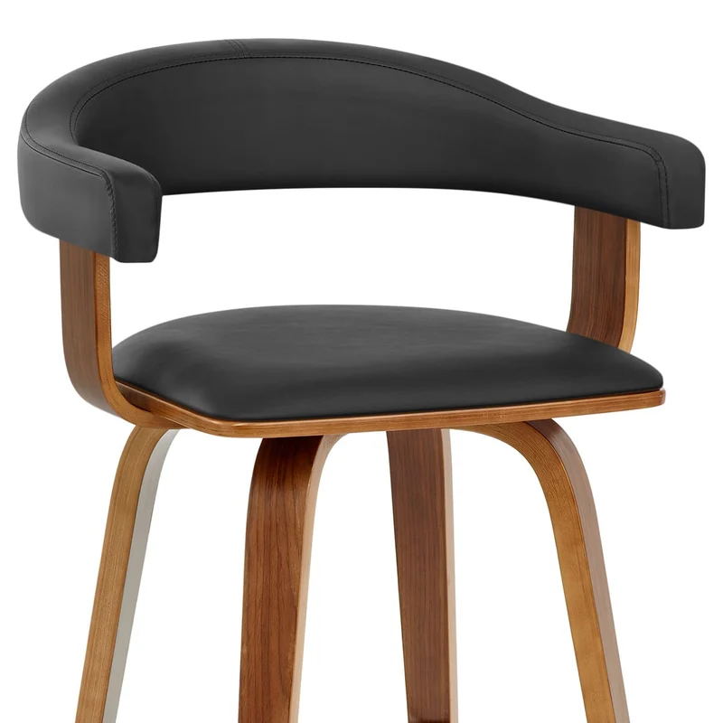 Chaise de Bar Faux Cuir Bois - Ontario Noir