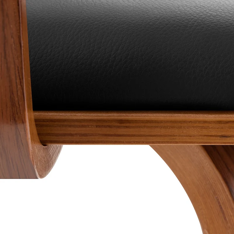 Chaise de Bar Faux Cuir Bois - Ontario Noir