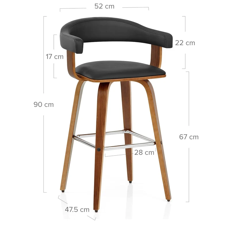 Chaise de Bar Faux Cuir Bois - Ontario Noir