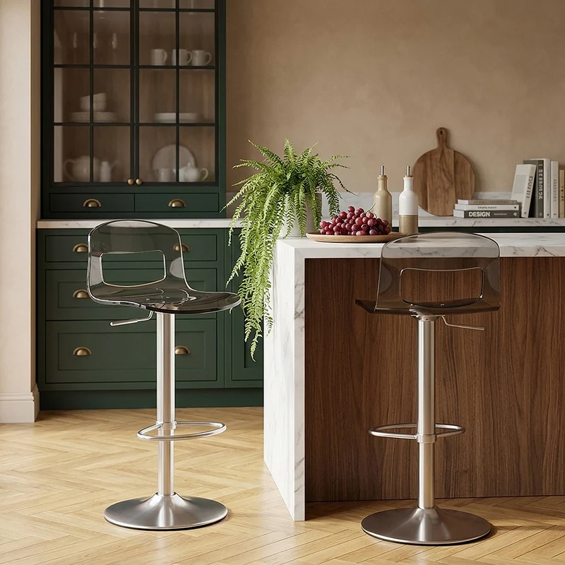 Chaise de Bar Plastique Chrome Brossé - Stardust Gris