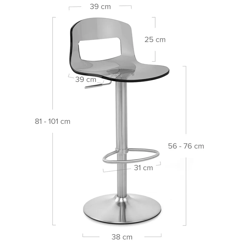 Chaise de Bar Plastique Chrome Brossé - Stardust Gris
