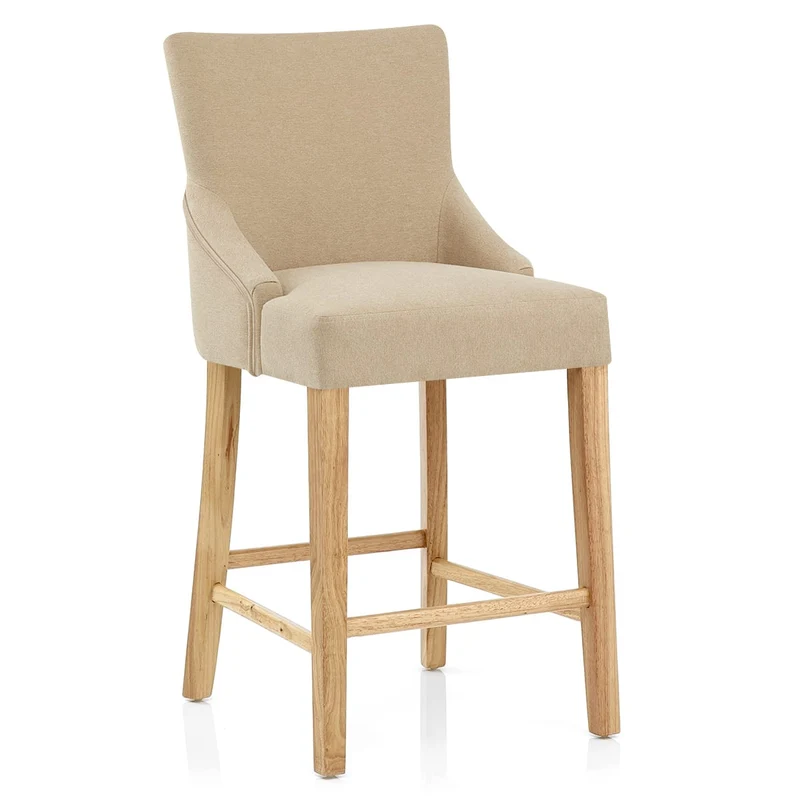 Chaise de Bar Tissu Bois - Magna Crème