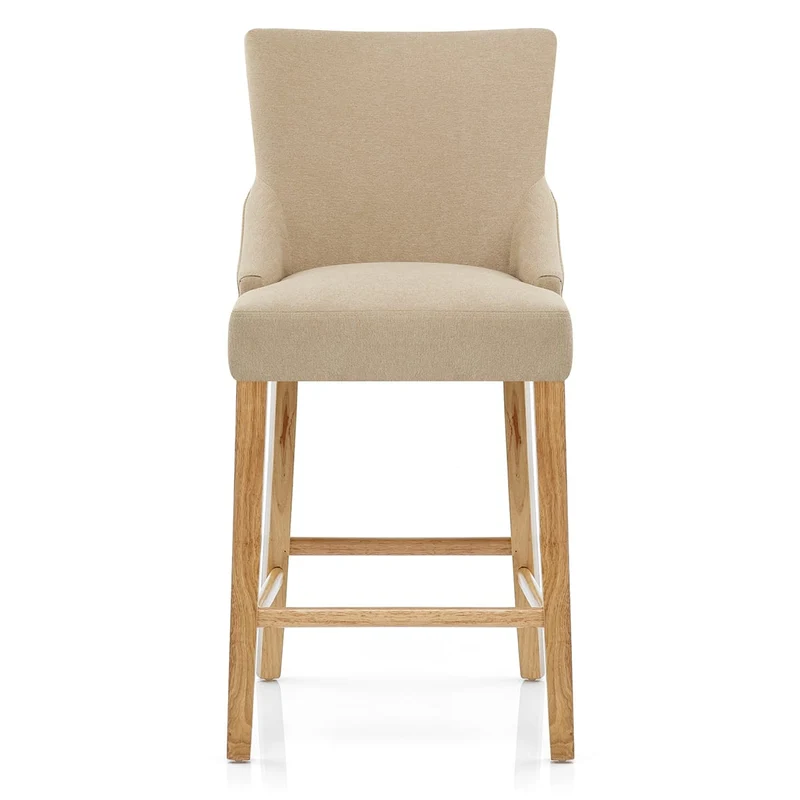 Chaise de Bar Tissu Bois - Magna Crème
