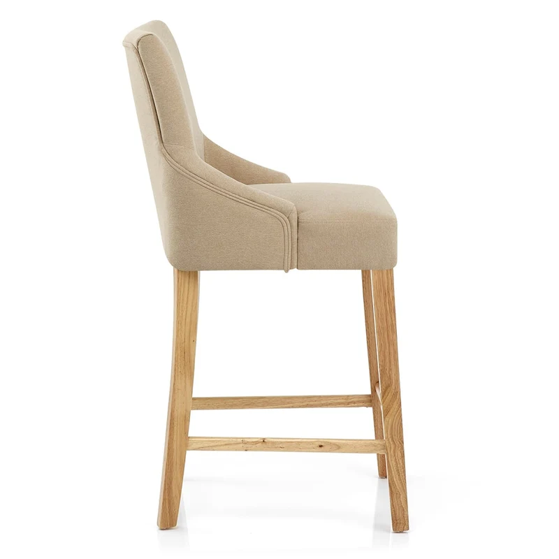 Chaise de Bar Tissu Bois - Magna Crème
