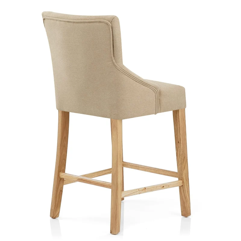 Chaise de Bar Tissu Bois - Magna Crème