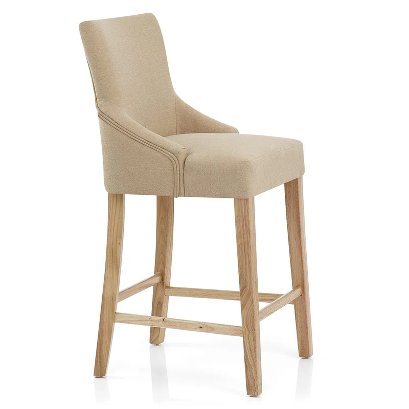 Chaise de Bar Tissu Bois - Magna Crème
