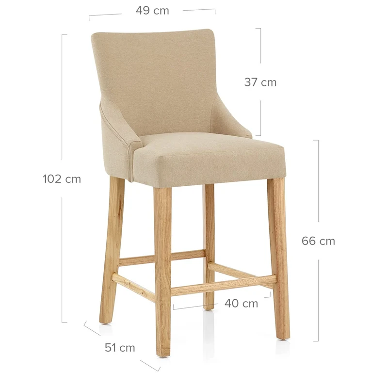 Chaise de Bar Tissu Bois - Magna Crème