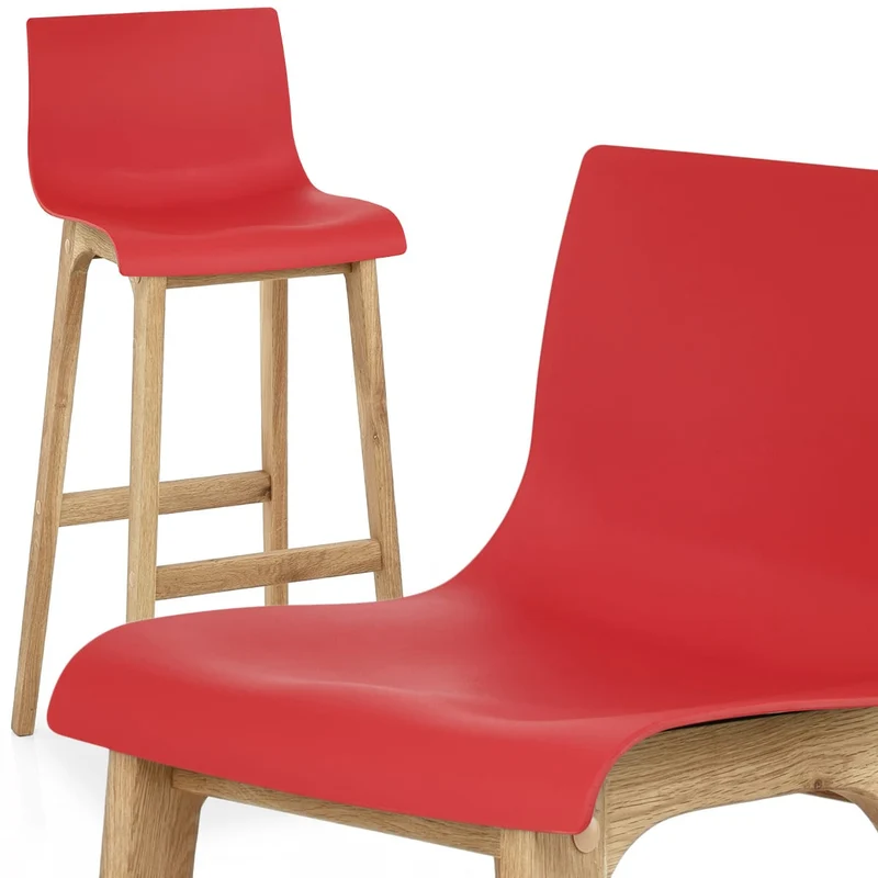 Tabouret de Bar Résine Bois - Drift ABS Rouge