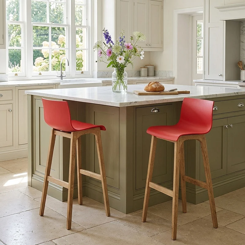 Tabouret de Bar Résine Bois - Drift ABS Rouge