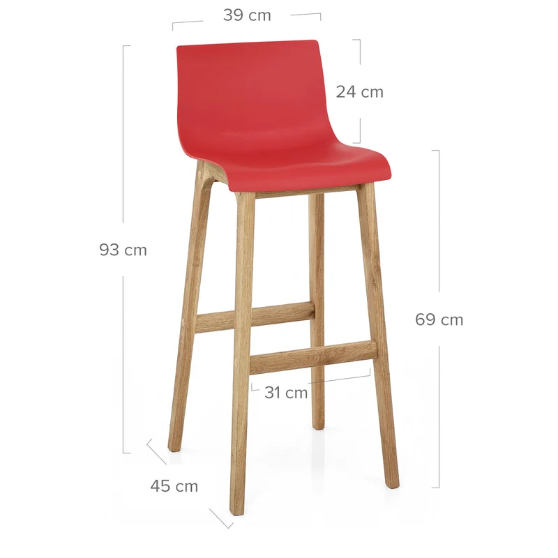 Tabouret de Bar Résine Bois - Drift ABS Rouge
