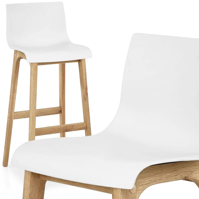 Tabouret de Bar Résine Bois - Drift ABS Blanc