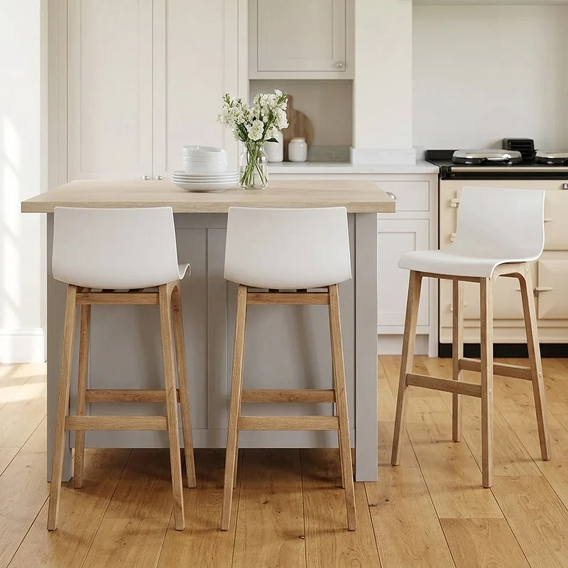 Tabouret de Bar Résine Bois - Drift ABS Blanc