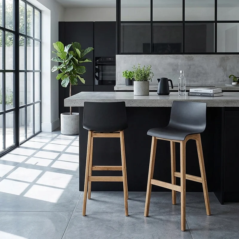 Tabouret de Bar Résine Bois - Drift ABS Noir