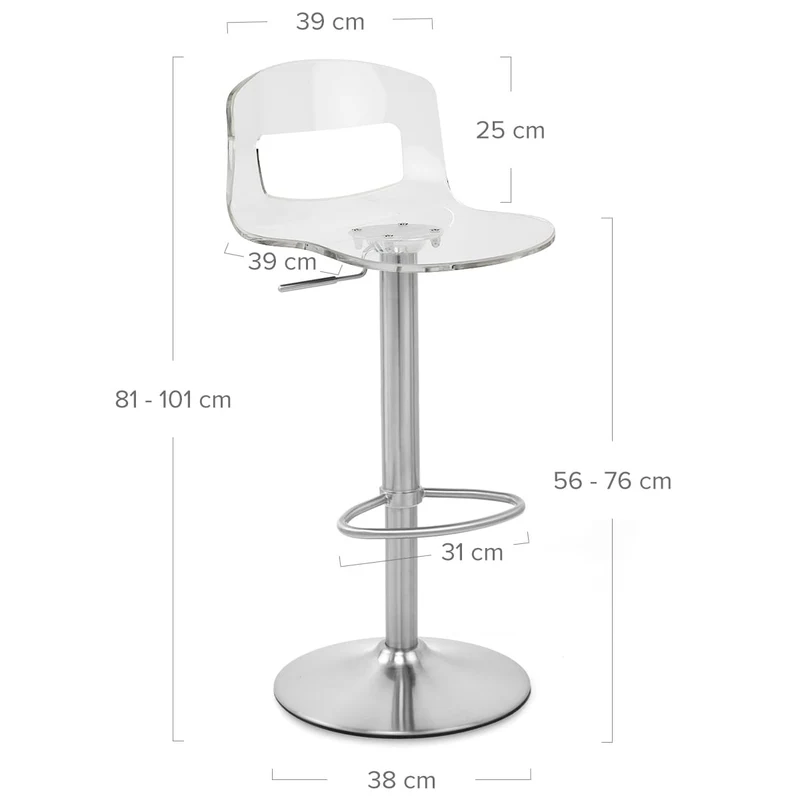 Chaise de Bar Plastique Chrome Brossé - Stardust Transparent