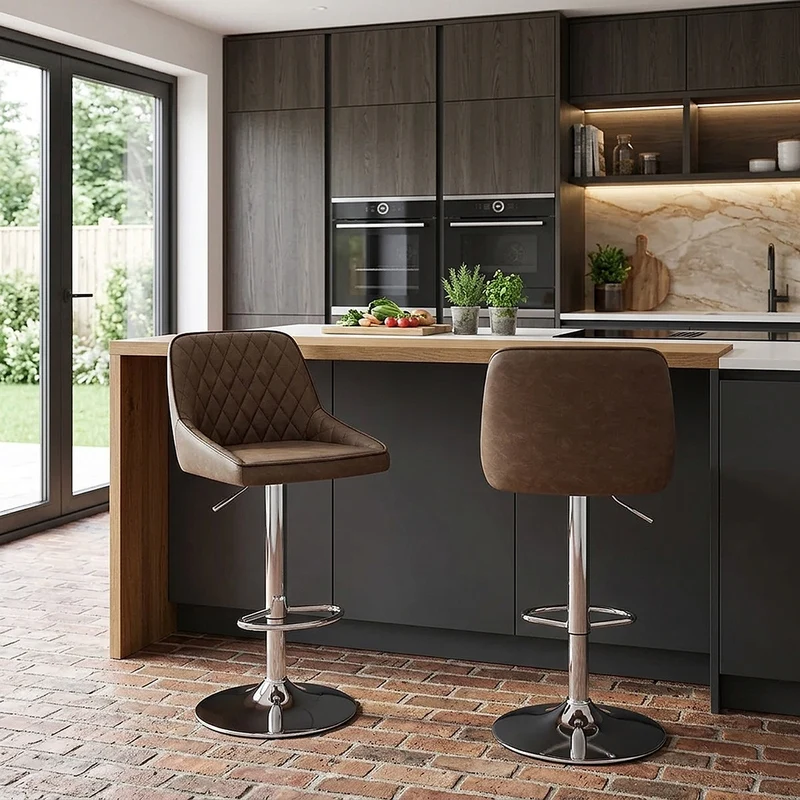 Tabouret Faux Cuir - Darwin Marron