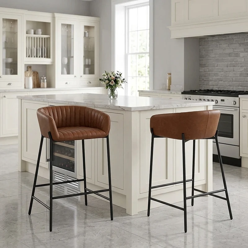 Tabouret de Bar Faux Cuir - Cub Marron
