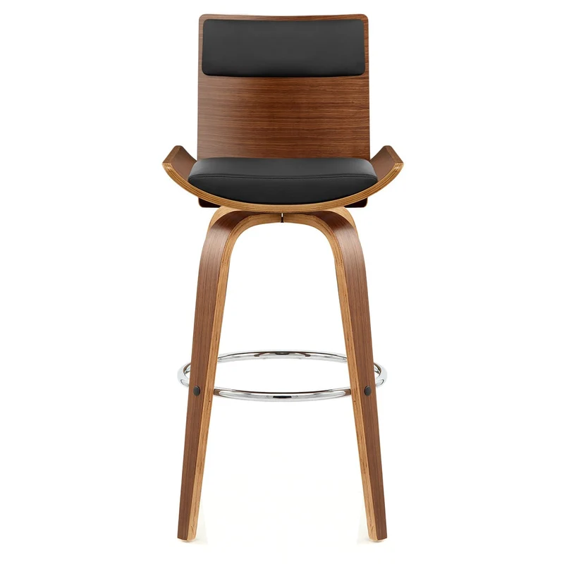 Tabouret Bois Simili Cuir - Harper Noir