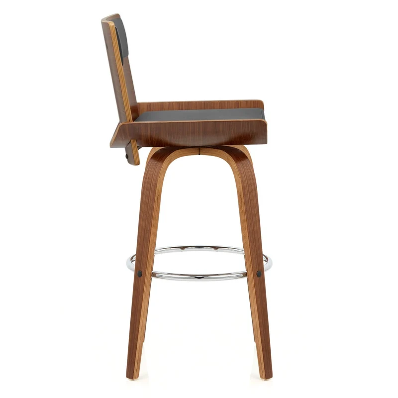 Tabouret Bois Simili Cuir - Harper Noir