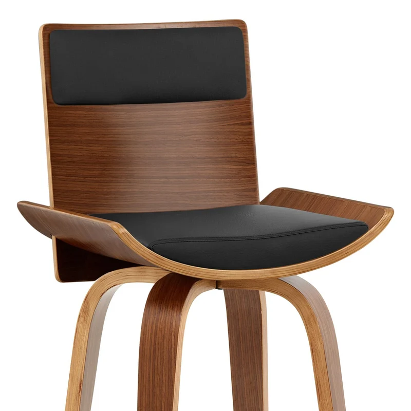 Tabouret Bois Simili Cuir - Harper Noir