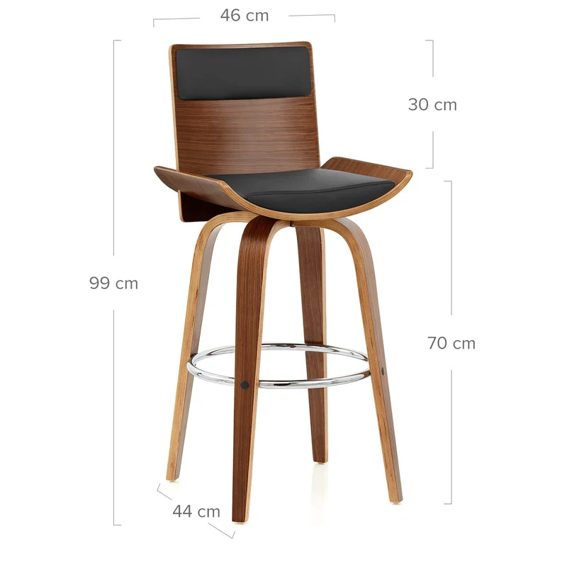 Tabouret Bois Simili Cuir - Harper Noir