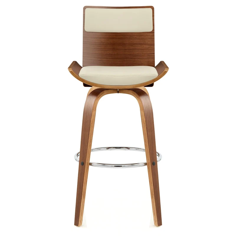 Tabouret Bois Simili Cuir - Harper Crème