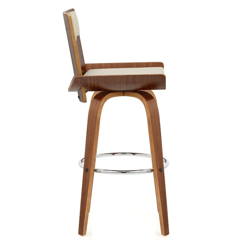Tabouret Bois Simili Cuir - Harper Crème