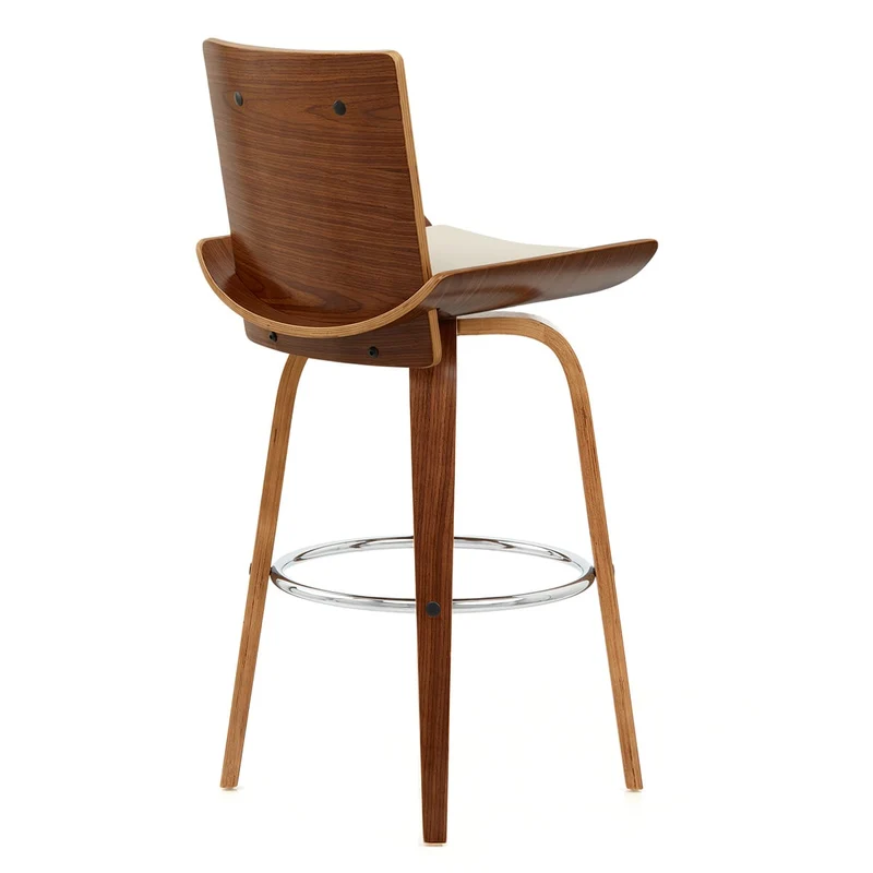 Tabouret Bois Simili Cuir - Harper Crème