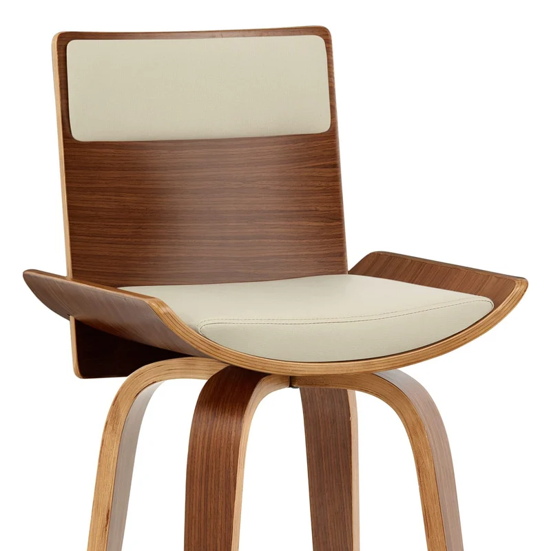 Tabouret Bois Simili Cuir - Harper Crème