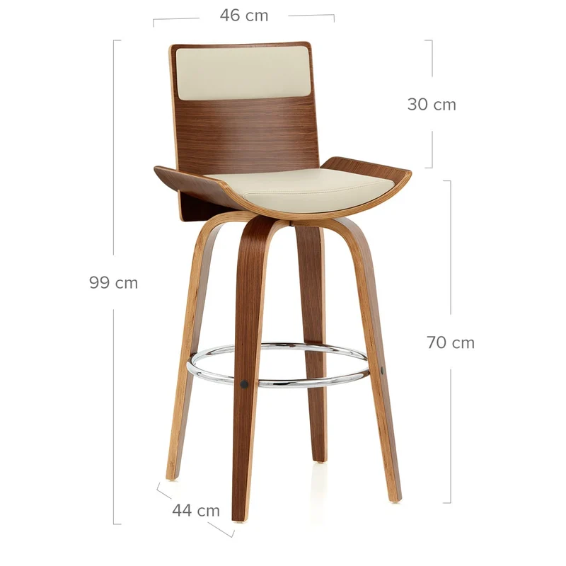 Tabouret Bois Simili Cuir - Harper Crème