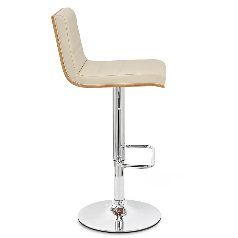Chaise de bar Faux Cuir Bois Chrome - Riviera Crème
