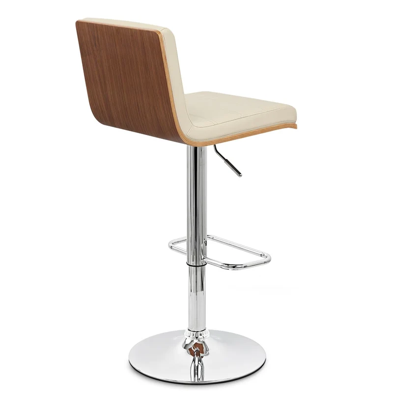 Chaise de bar Faux Cuir Bois Chrome - Riviera Crème