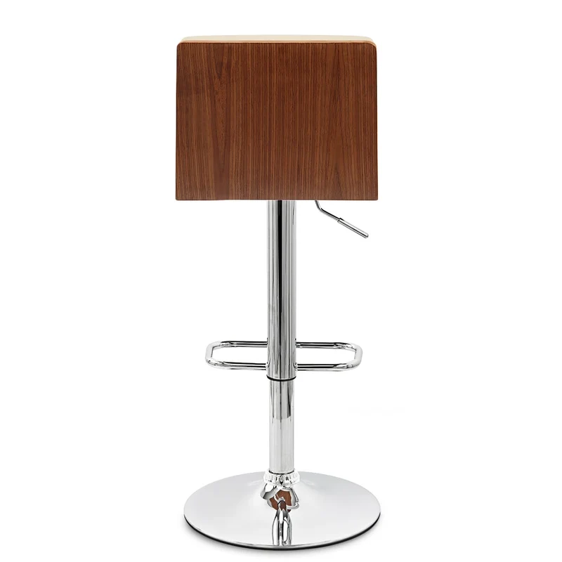 Chaise de bar Faux Cuir Bois Chrome - Riviera Crème
