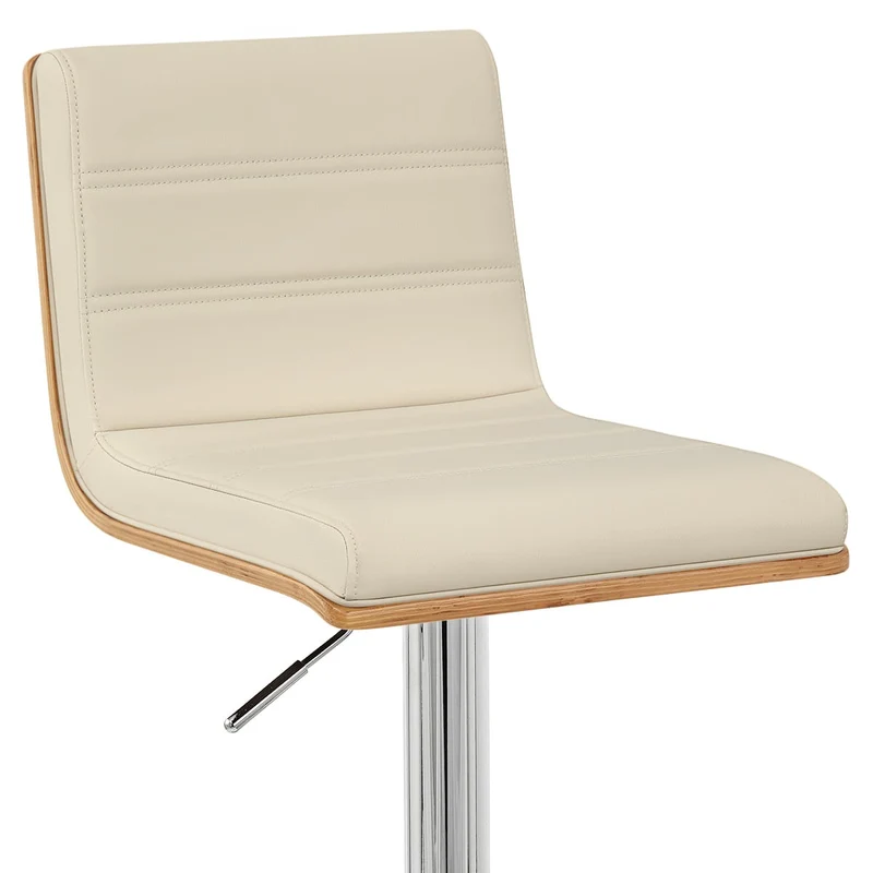 Chaise de bar Faux Cuir Bois Chrome - Riviera Crème