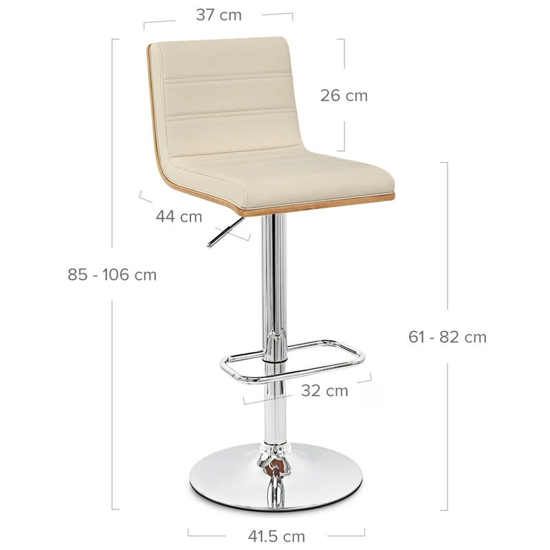 Chaise de bar Faux Cuir Bois Chrome - Riviera Crème