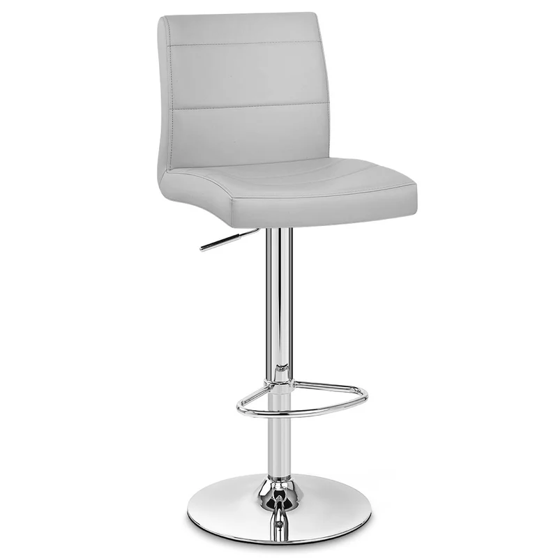 Chaise de Bar Faux Cuir Chrome - Breakfast Gris