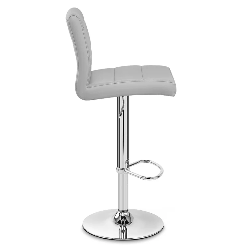 Chaise de Bar Faux Cuir Chrome - Breakfast Gris